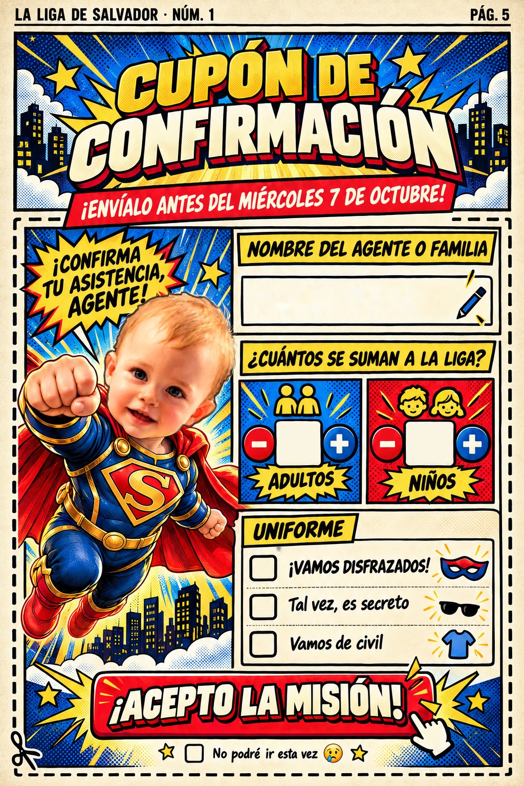 Cupón de confirmación. Envíalo antes del miércoles 7 de octubre.